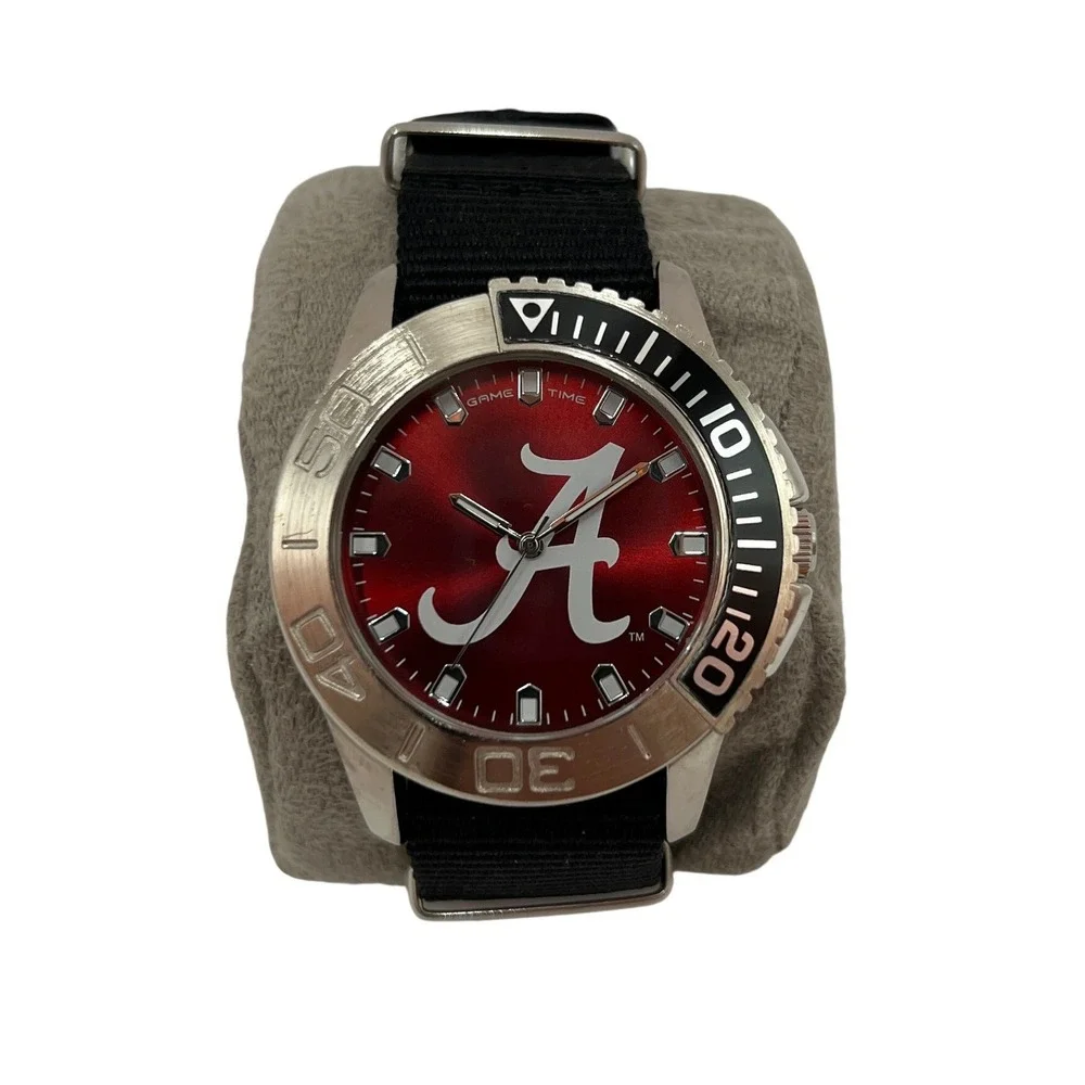 Game Time Alabama Crimson Tide Watch Mens Red Dial Black NATO Strap NCAA Bama